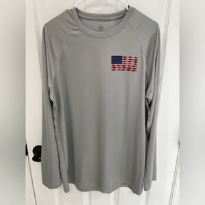 HDE Athletic Performance Shirt Long Sleeve Gray Rainbow Trout Men’s Size L